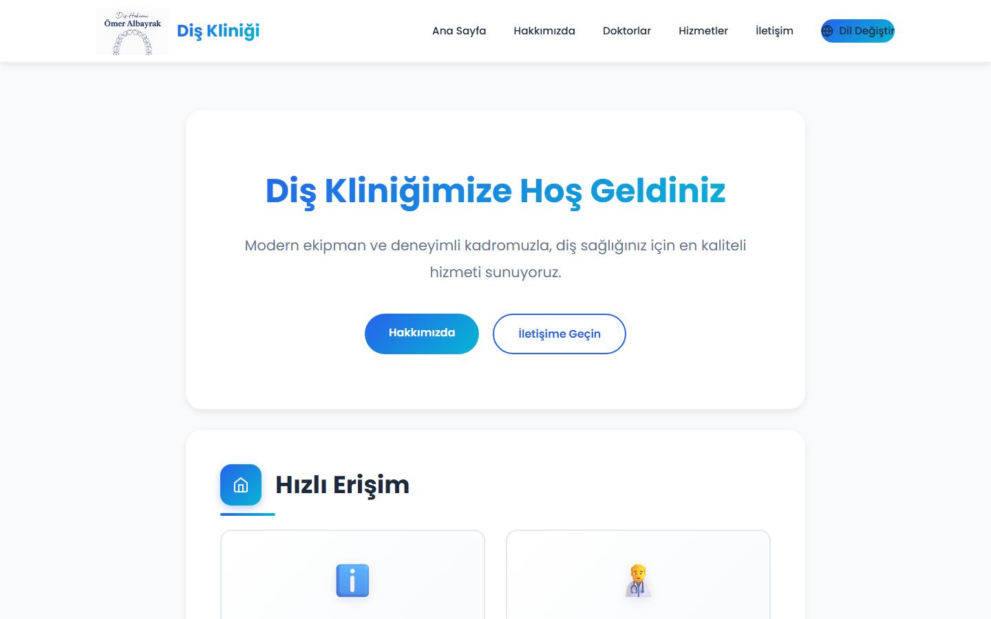 Dt. Ömer Albayrak web sitesinden ekran görüntüsü